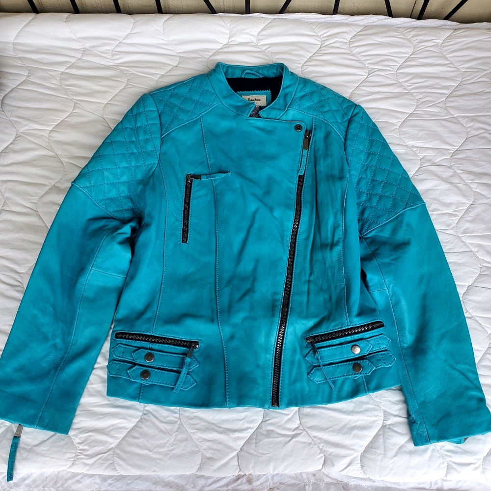 Neiman Marcus Turquoise Leather Jacket